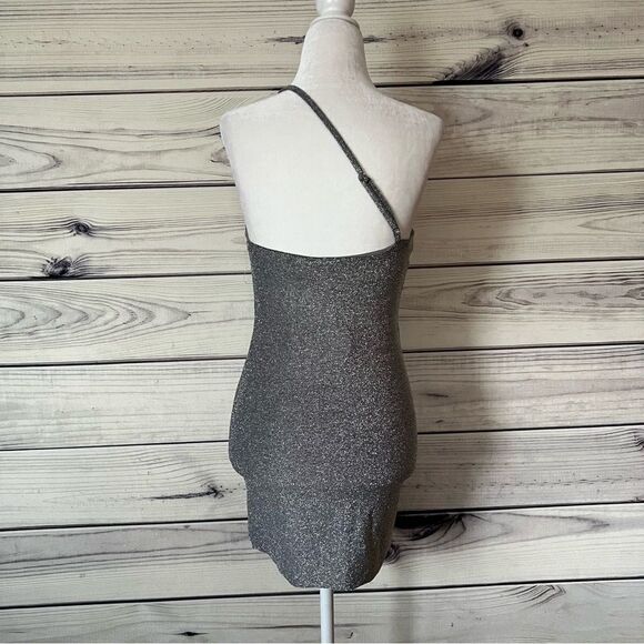 Princess Polly Sparkly Silver One Strap Mini Bodycon Dress - Picture 10 of 11